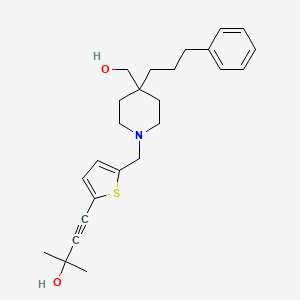 molecular formula C25H33NO2S B5136348 4-(5-{[4-(hydroxymethyl)-4-(3-phenylpropyl)-1-piperidinyl]methyl}-2-thienyl)-2-methyl-3-butyn-2-ol 