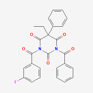 molecular formula C26H19IN2O5 B5136356 1-benzoyl-5-ethyl-3-(3-iodobenzoyl)-5-phenyl-2,4,6(1H,3H,5H)-pyrimidinetrione 