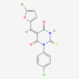 5-[(5-bromo-2-furyl)methylene]-1-(4-chlorophenyl)-2-thioxodihydro-4,6(1H,5H)-pyrimidinedione