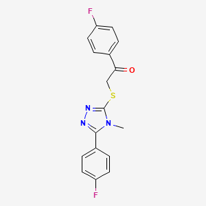 molecular formula C17H13F2N3OS B5136480 1-(4-fluorophenyl)-2-{[5-(4-fluorophenyl)-4-methyl-4H-1,2,4-triazol-3-yl]thio}ethanone 