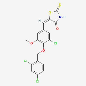 molecular formula C18H12Cl3NO3S2 B5136533 5-{3-chloro-4-[(2,4-dichlorobenzyl)oxy]-5-methoxybenzylidene}-2-thioxo-1,3-thiazolidin-4-one CAS No. 6231-25-0