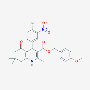 4-methoxybenzyl 4-(4-chloro-3-nitrophenyl)-2,7,7-trimethyl-5-oxo-1,4,5,6,7,8-hexahydro-3-quinolinecarboxylate
