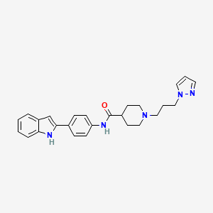 molecular formula C26H29N5O B5136602 N-[4-(1H-indol-2-yl)phenyl]-1-[3-(1H-pyrazol-1-yl)propyl]-4-piperidinecarboxamide 