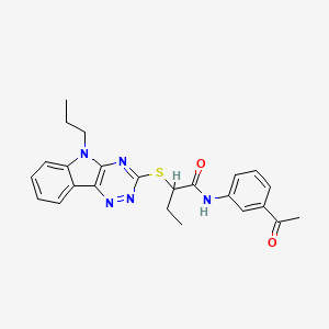 N-(3-acetylphenyl)-2-[(5-propyl-5H-[1,2,4]triazino[5,6-b]indol-3-yl)thio]butanamide