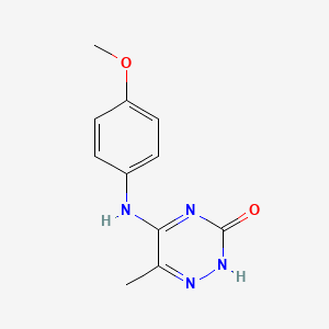 molecular formula C11H12N4O2 B5136652 5-[(4-methoxyphenyl)amino]-6-methyl-1,2,4-triazin-3(2H)-one 