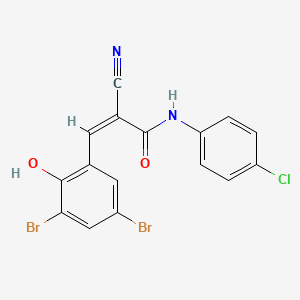 N-(4-chlorophenyl)-2-cyano-3-(3,5-dibromo-2-hydroxyphenyl)acrylamide