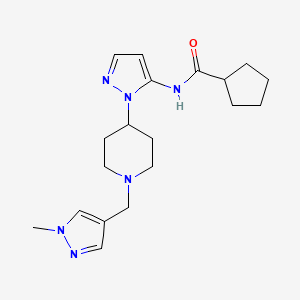 molecular formula C19H28N6O B5136661 N-(1-{1-[(1-methyl-1H-pyrazol-4-yl)methyl]-4-piperidinyl}-1H-pyrazol-5-yl)cyclopentanecarboxamide 