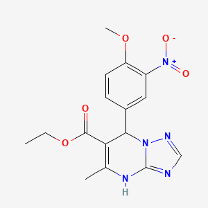molecular formula C16H17N5O5 B5136673 ethyl 7-(4-methoxy-3-nitrophenyl)-5-methyl-4,7-dihydro[1,2,4]triazolo[1,5-a]pyrimidine-6-carboxylate 