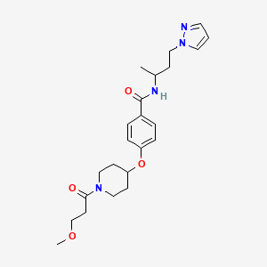 4-{[1-(3-methoxypropanoyl)-4-piperidinyl]oxy}-N-[1-methyl-3-(1H-pyrazol-1-yl)propyl]benzamide