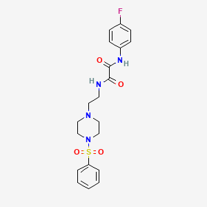 molecular formula C20H23FN4O4S B5136713 N-(4-fluorophenyl)-N'-{2-[4-(phenylsulfonyl)-1-piperazinyl]ethyl}ethanediamide 