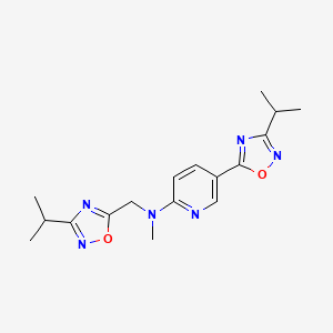 molecular formula C17H22N6O2 B5136925 5-(3-isopropyl-1,2,4-oxadiazol-5-yl)-N-[(3-isopropyl-1,2,4-oxadiazol-5-yl)methyl]-N-methyl-2-pyridinamine 