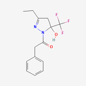 3-ethyl-1-(phenylacetyl)-5-(trifluoromethyl)-4,5-dihydro-1H-pyrazol-5-ol