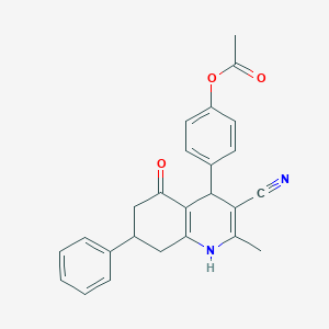 molecular formula C25H22N2O3 B5136949 4-(3-cyano-2-methyl-5-oxo-7-phenyl-1,4,5,6,7,8-hexahydro-4-quinolinyl)phenyl acetate 