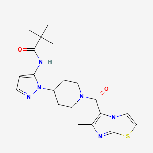 molecular formula C20H26N6O2S B5137030 2,2-dimethyl-N-(1-{1-[(6-methylimidazo[2,1-b][1,3]thiazol-5-yl)carbonyl]-4-piperidinyl}-1H-pyrazol-5-yl)propanamide 