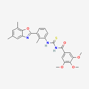 molecular formula C27H27N3O5S B5137185 N-({[3-(5,7-dimethyl-1,3-benzoxazol-2-yl)-2-methylphenyl]amino}carbonothioyl)-3,4,5-trimethoxybenzamide CAS No. 593238-60-9