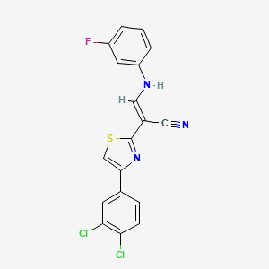 2-[4-(3,4-dichlorophenyl)-1,3-thiazol-2-yl]-3-[(3-fluorophenyl)amino]acrylonitrile