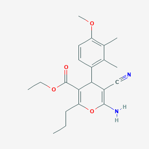 ethyl 6-amino-5-cyano-4-(4-methoxy-2,3-dimethylphenyl)-2-propyl-4H-pyran-3-carboxylate