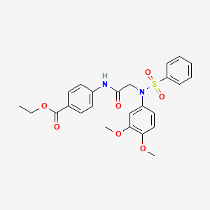 molecular formula C25H26N2O7S B5137237 ethyl 4-{[N-(3,4-dimethoxyphenyl)-N-(phenylsulfonyl)glycyl]amino}benzoate 