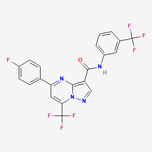 molecular formula C21H11F7N4O B5137272 5-(4-fluorophenyl)-7-(trifluoromethyl)-N-[3-(trifluoromethyl)phenyl]pyrazolo[1,5-a]pyrimidine-3-carboxamide 