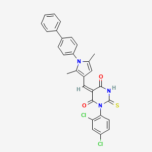 5-{[1-(4-biphenylyl)-2,5-dimethyl-1H-pyrrol-3-yl]methylene}-1-(2,4-dichlorophenyl)-2-thioxodihydro-4,6(1H,5H)-pyrimidinedione