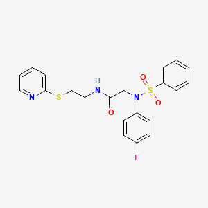 molecular formula C21H20FN3O3S2 B5137380 N~2~-(4-fluorophenyl)-N~2~-(phenylsulfonyl)-N~1~-[2-(2-pyridinylthio)ethyl]glycinamide 