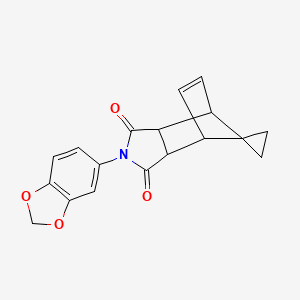 molecular formula C18H15NO4 B5137409 4'-(1,3-benzodioxol-5-yl)-4'-azaspiro[cyclopropane-1,10'-tricyclo[5.2.1.0~2,6~]decane]-8'-ene-3',5'-dione 