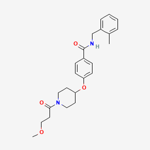 molecular formula C24H30N2O4 B5137420 4-{[1-(3-methoxypropanoyl)-4-piperidinyl]oxy}-N-(2-methylbenzyl)benzamide 