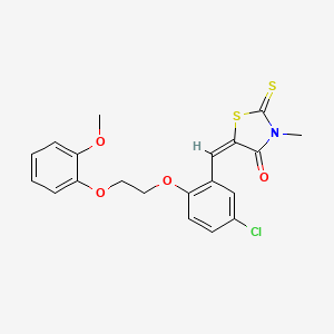 molecular formula C20H18ClNO4S2 B5137432 5-{5-chloro-2-[2-(2-methoxyphenoxy)ethoxy]benzylidene}-3-methyl-2-thioxo-1,3-thiazolidin-4-one 