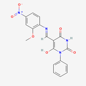 5-{[(2-methoxy-4-nitrophenyl)amino]methylene}-1-phenyl-2,4,6(1H,3H,5H)-pyrimidinetrione
