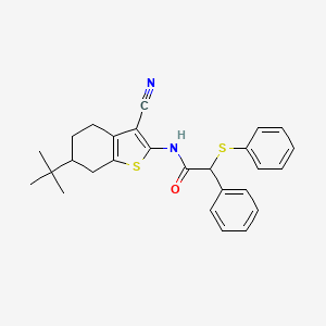 molecular formula C27H28N2OS2 B5137468 N-(6-tert-butyl-3-cyano-4,5,6,7-tetrahydro-1-benzothien-2-yl)-2-phenyl-2-(phenylthio)acetamide 