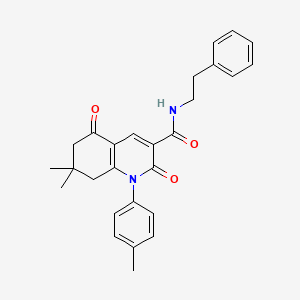 molecular formula C27H28N2O3 B5137471 7,7-dimethyl-1-(4-methylphenyl)-2,5-dioxo-N-(2-phenylethyl)-1,2,5,6,7,8-hexahydro-3-quinolinecarboxamide 