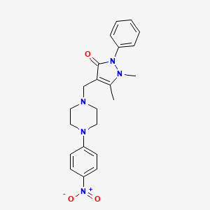 molecular formula C22H25N5O3 B5137487 1,5-dimethyl-4-{[4-(4-nitrophenyl)-1-piperazinyl]methyl}-2-phenyl-1,2-dihydro-3H-pyrazol-3-one 