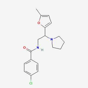 molecular formula C18H21ClN2O2 B5137520 4-chloro-N-[2-(5-methyl-2-furyl)-2-(1-pyrrolidinyl)ethyl]benzamide 