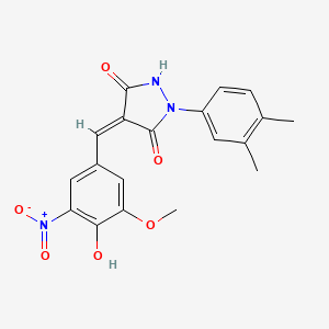molecular formula C19H17N3O6 B5137556 1-(3,4-dimethylphenyl)-4-(4-hydroxy-3-methoxy-5-nitrobenzylidene)-3,5-pyrazolidinedione 