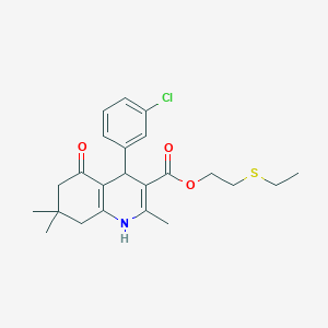 2-(ethylthio)ethyl 4-(3-chlorophenyl)-2,7,7-trimethyl-5-oxo-1,4,5,6,7,8-hexahydro-3-quinolinecarboxylate