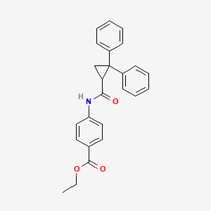 molecular formula C25H23NO3 B5137583 ethyl 4-{[(2,2-diphenylcyclopropyl)carbonyl]amino}benzoate 