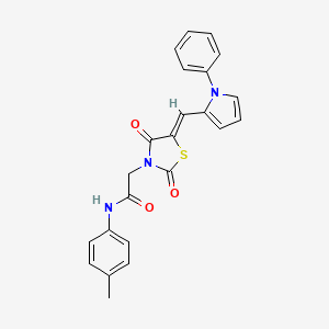molecular formula C23H19N3O3S B5137631 2-{2,4-dioxo-5-[(1-phenyl-1H-pyrrol-2-yl)methylene]-1,3-thiazolidin-3-yl}-N-(4-methylphenyl)acetamide 
