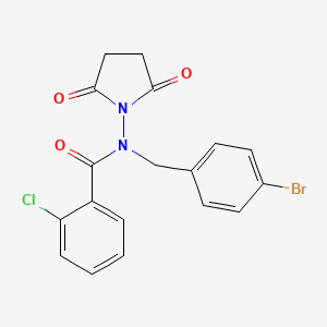 molecular formula C18H14BrClN2O3 B5137638 N-(4-bromobenzyl)-2-chloro-N-(2,5-dioxo-1-pyrrolidinyl)benzamide 