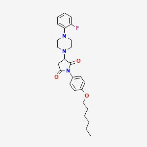 molecular formula C26H32FN3O3 B5137667 3-[4-(2-fluorophenyl)-1-piperazinyl]-1-[4-(hexyloxy)phenyl]-2,5-pyrrolidinedione 