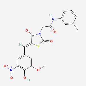 molecular formula C20H17N3O7S B5137805 2-[5-(4-hydroxy-3-methoxy-5-nitrobenzylidene)-2,4-dioxo-1,3-thiazolidin-3-yl]-N-(3-methylphenyl)acetamide 