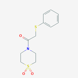 molecular formula C12H15NO3S2 B5137819 4-[(phenylthio)acetyl]thiomorpholine 1,1-dioxide 