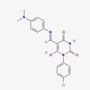 molecular formula C19H17ClN4O3 B5137861 1-(4-chlorophenyl)-5-({[4-(dimethylamino)phenyl]amino}methylene)-2,4,6(1H,3H,5H)-pyrimidinetrione 