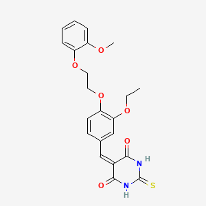 molecular formula C22H22N2O6S B5137884 5-{3-ethoxy-4-[2-(2-methoxyphenoxy)ethoxy]benzylidene}-2-thioxodihydro-4,6(1H,5H)-pyrimidinedione 