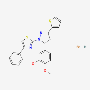 molecular formula C24H22BrN3O2S2 B5137949 2-[5-(3,4-dimethoxyphenyl)-3-(2-thienyl)-4,5-dihydro-1H-pyrazol-1-yl]-4-phenyl-1,3-thiazole hydrobromide 