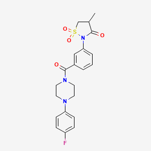 molecular formula C21H22FN3O4S B5138016 2-(3-{[4-(4-fluorophenyl)-1-piperazinyl]carbonyl}phenyl)-4-methyl-3-isothiazolidinone 1,1-dioxide 