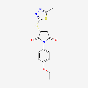 molecular formula C15H15N3O3S2 B5138038 1-(4-ethoxyphenyl)-3-[(5-methyl-1,3,4-thiadiazol-2-yl)thio]-2,5-pyrrolidinedione 