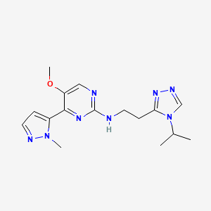 molecular formula C16H22N8O B5138116 N-[2-(4-isopropyl-4H-1,2,4-triazol-3-yl)ethyl]-5-methoxy-4-(1-methyl-1H-pyrazol-5-yl)pyrimidin-2-amine 