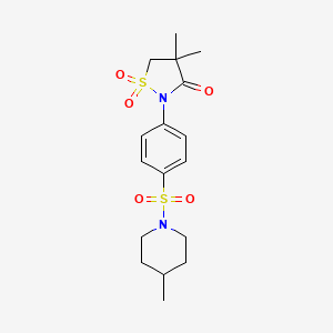 molecular formula C17H24N2O5S2 B5138141 4,4-dimethyl-2-{4-[(4-methyl-1-piperidinyl)sulfonyl]phenyl}-3-isothiazolidinone 1,1-dioxide 