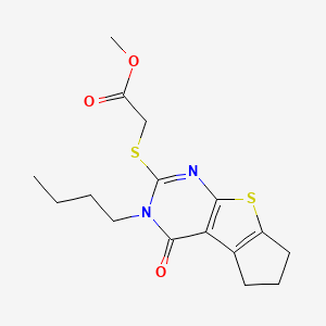 molecular formula C16H20N2O3S2 B5138191 methyl [(3-butyl-4-oxo-3,5,6,7-tetrahydro-4H-cyclopenta[4,5]thieno[2,3-d]pyrimidin-2-yl)thio]acetate 