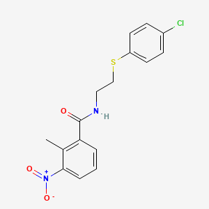 molecular formula C16H15ClN2O3S B5138204 N-{2-[(4-chlorophenyl)thio]ethyl}-2-methyl-3-nitrobenzamide 